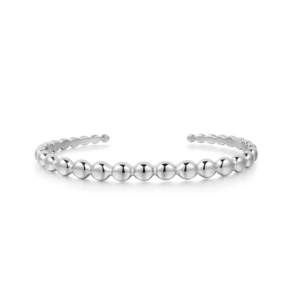 Silver Beaded Cuff Bracelet
